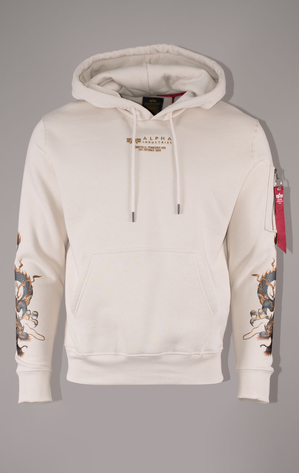 Толстовка ALPHA INDUSTRIES DRAGON EMB HOODY jet stream white 