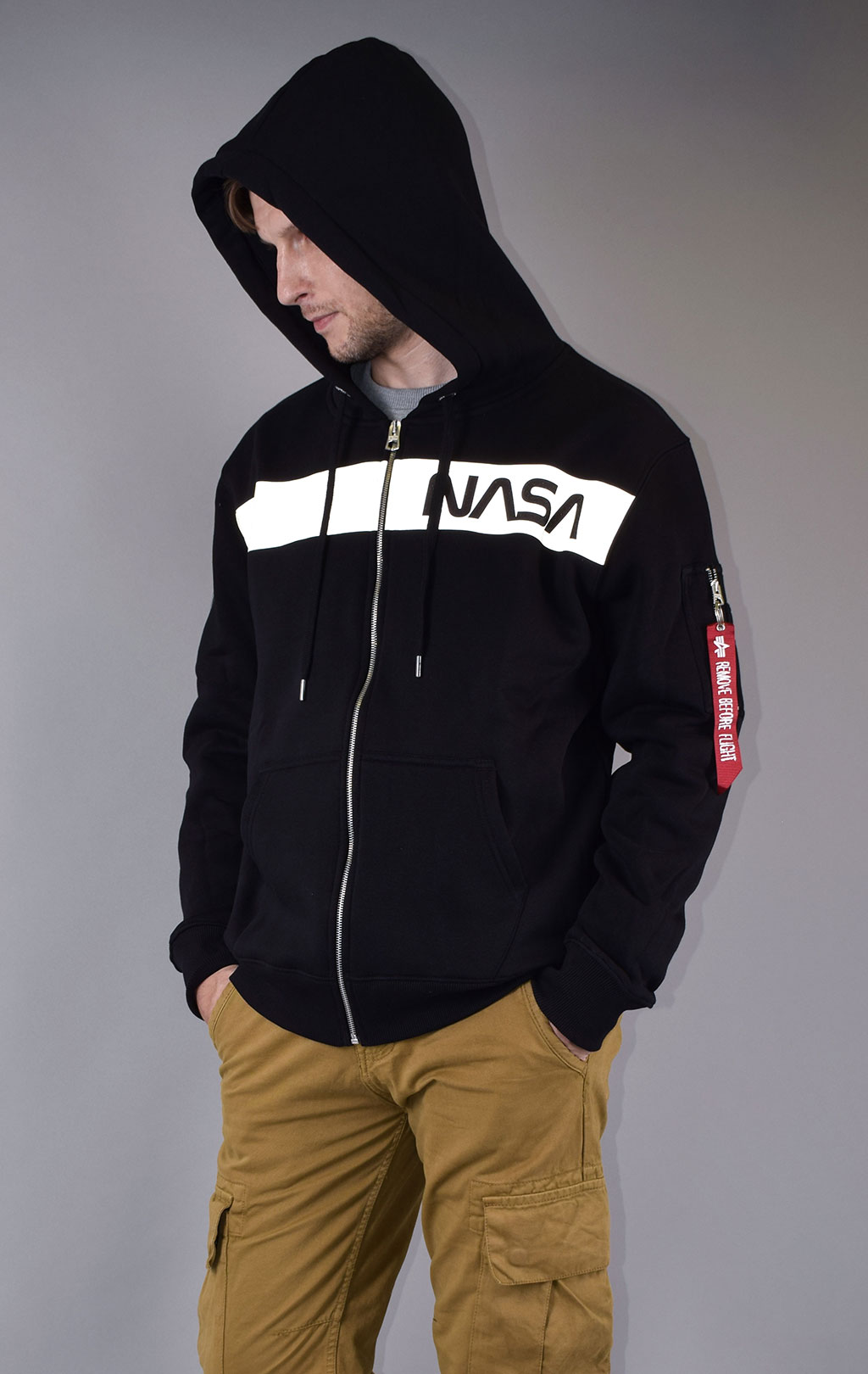 Толстовка ALPHA INDUSTRIES NASA RS ZIP HOODY black 