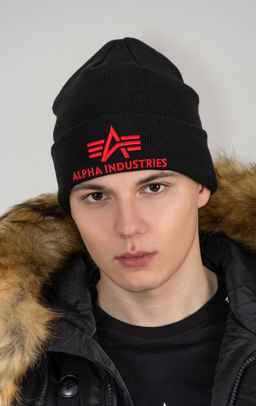 Шапка ALPHA INDUSTRIES 3D BEANIE black/red 