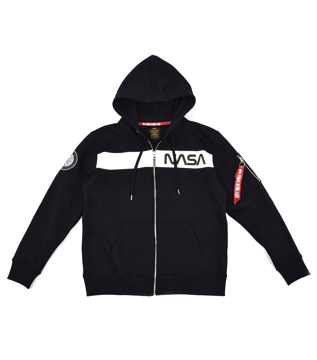 Толстовка ALPHA INDUSTRIES NASA RS ZIP HOODY black 