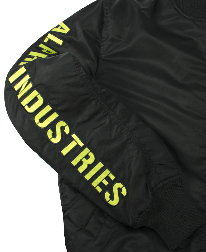 Куртка-бомбер лётная ALPHA INDUSTRIES D-Tec SE MA-1 black/lime 