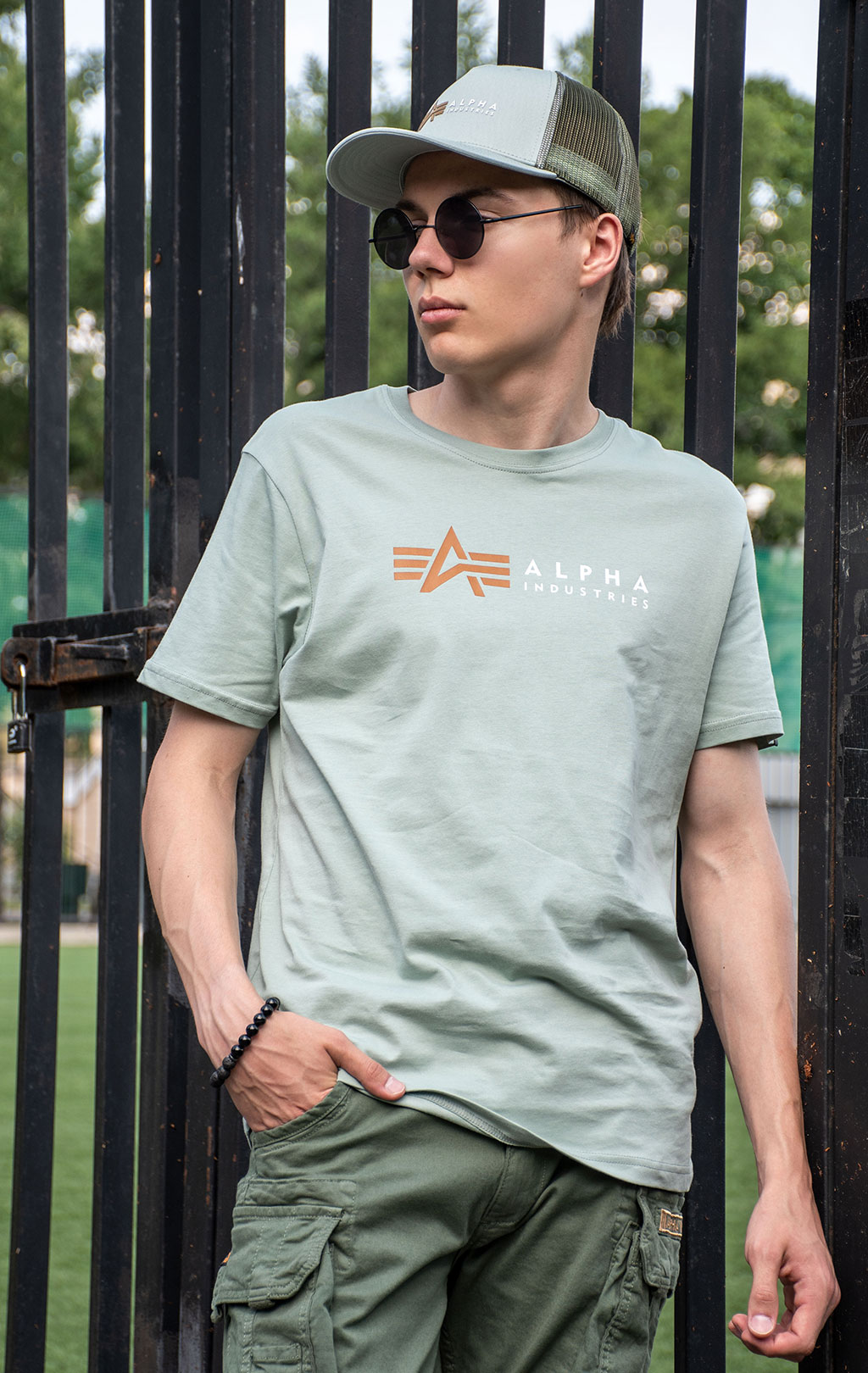 Футболка ALPHA INDUSTRIES ALPHA LABEL TEE dusty green 