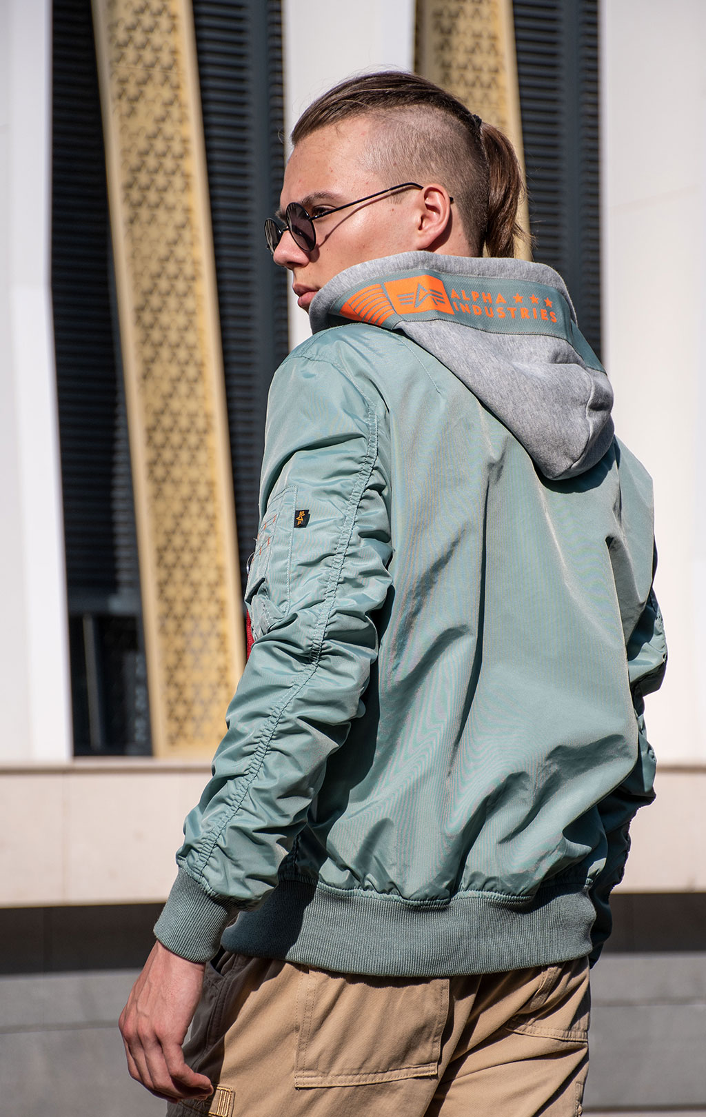 Ветровка-бомбер лётная ALPHA INDUSTRIES TT HOOD CUSTOM MA-1 dusty green 