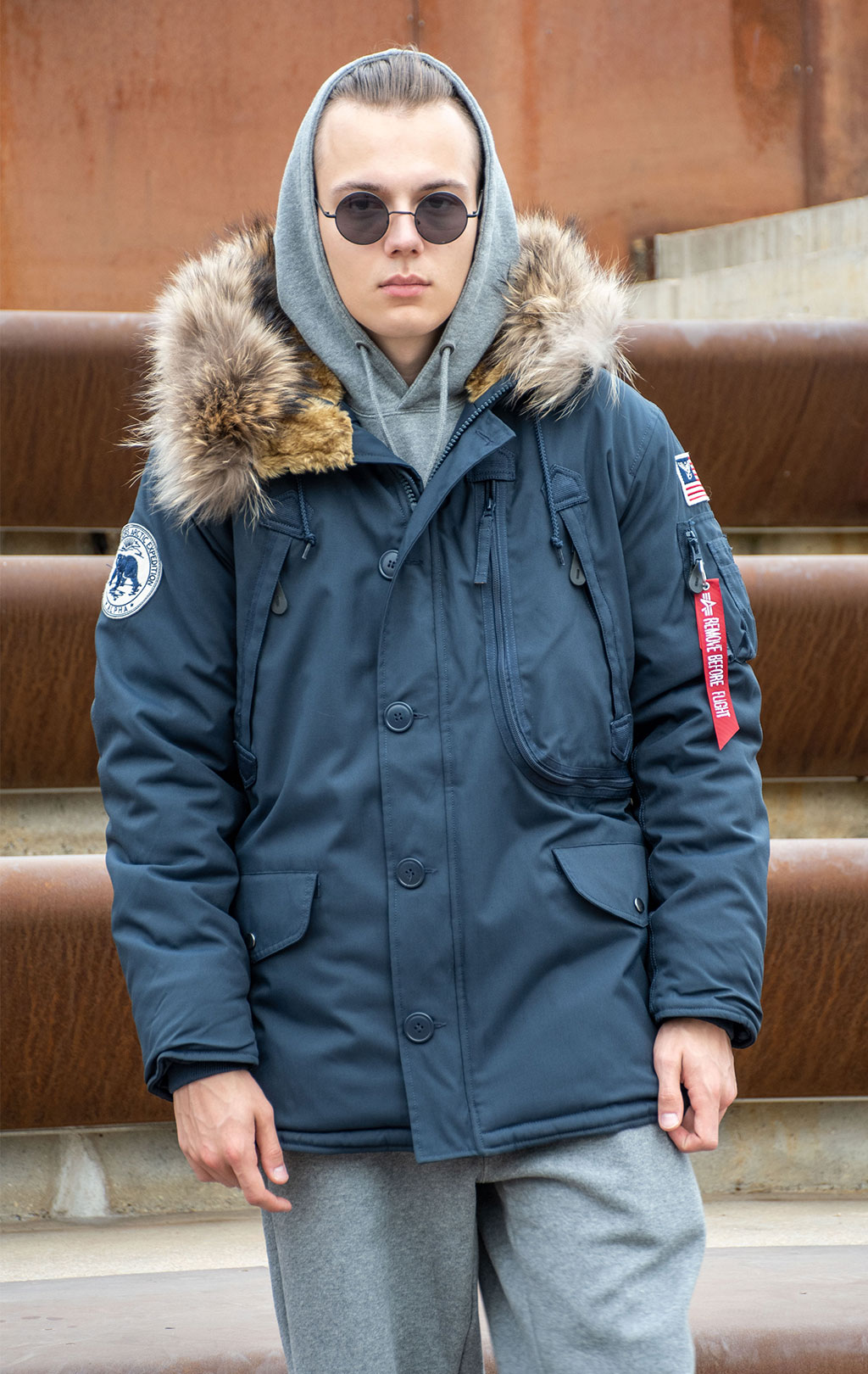 Аляска ALPHA INDUSTRIES POLAR натур. мех rep. blue 