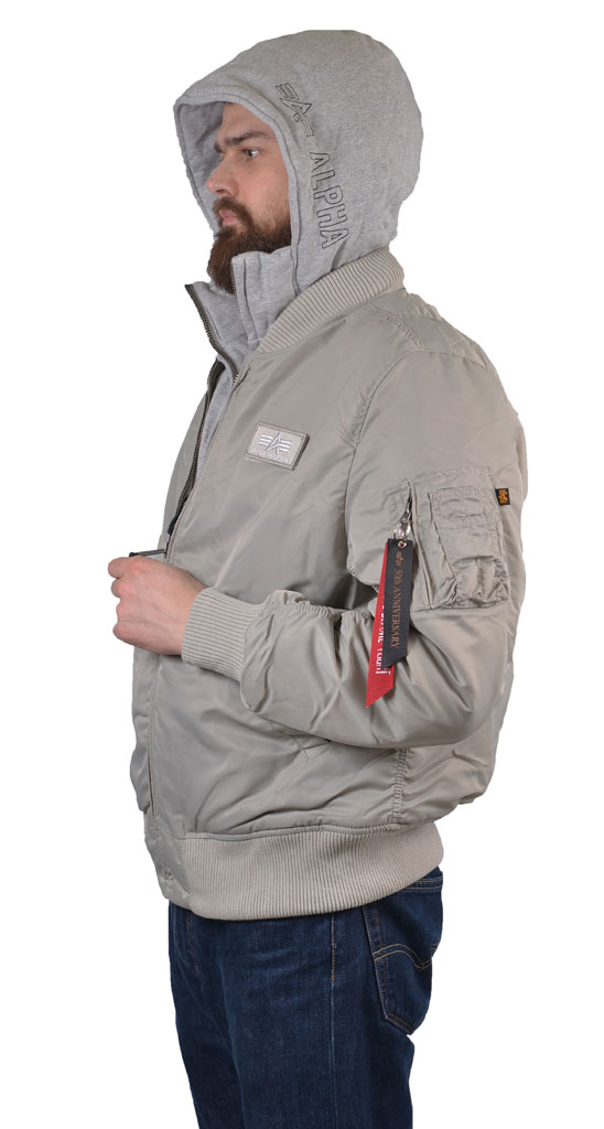 Куртка-бомбер лётная ALPHA INDUSTRIES D-Tec MA-1 new silver 