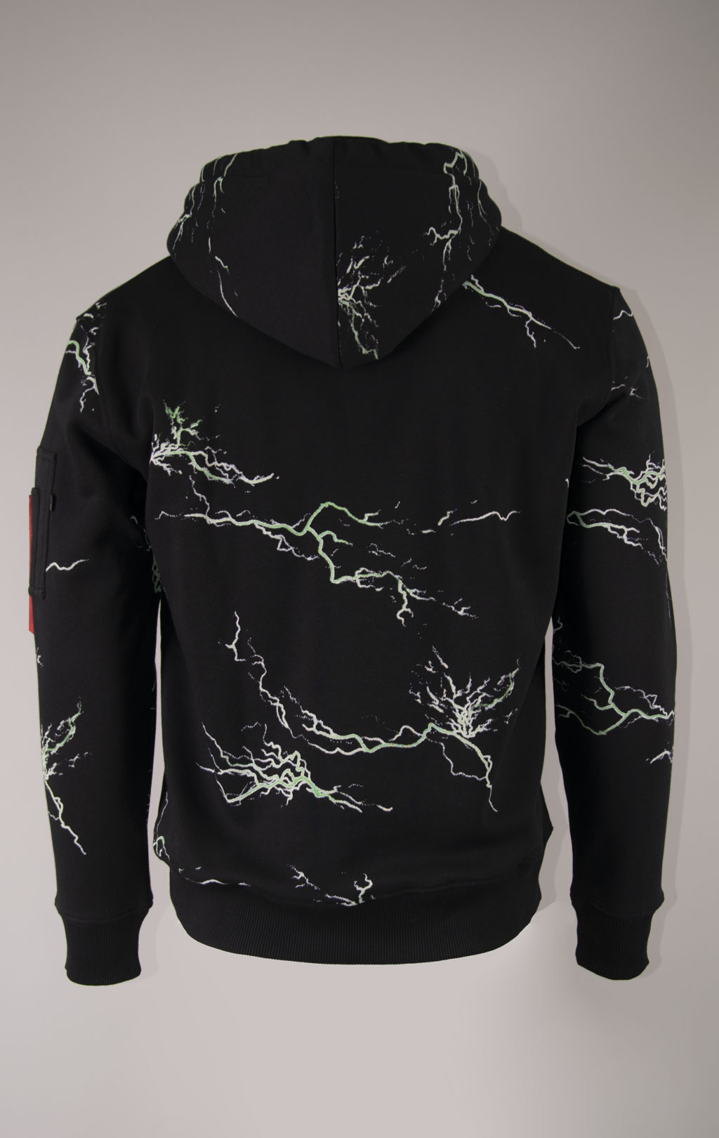 Толстовка ALPHA INDUSTRIES LIGHTNING AOP HOODY black/poison green 