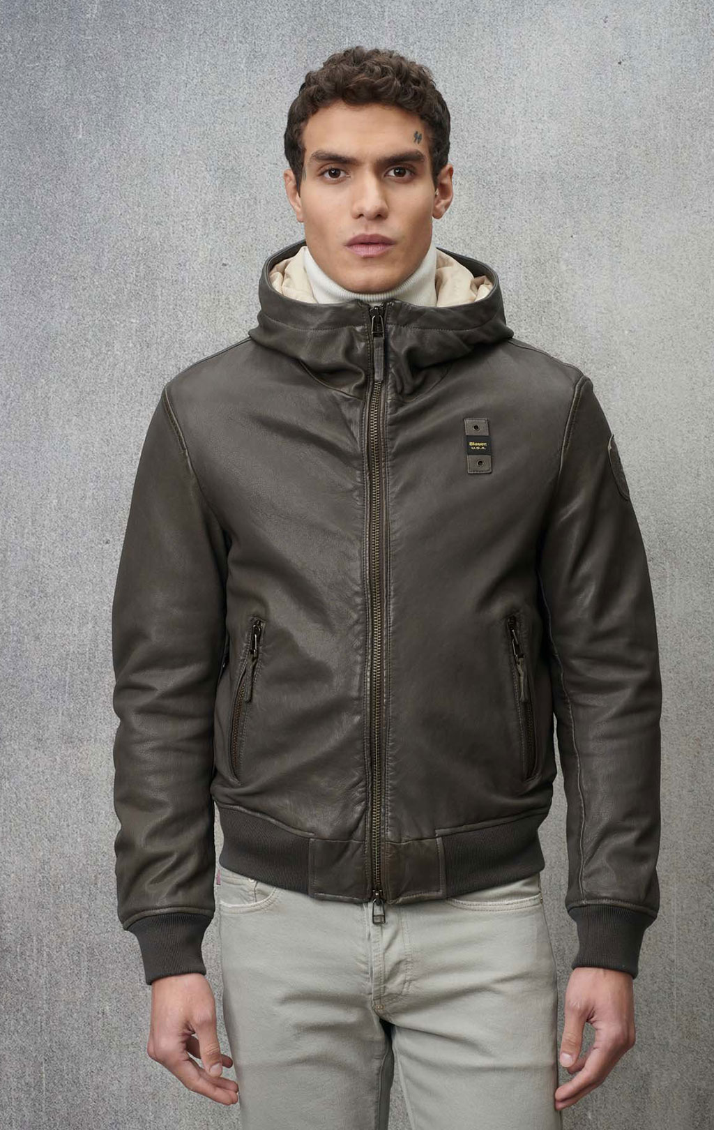 Куртка BLAUER ALDER кожа FW 24/25 grey 976 (LO1379) 