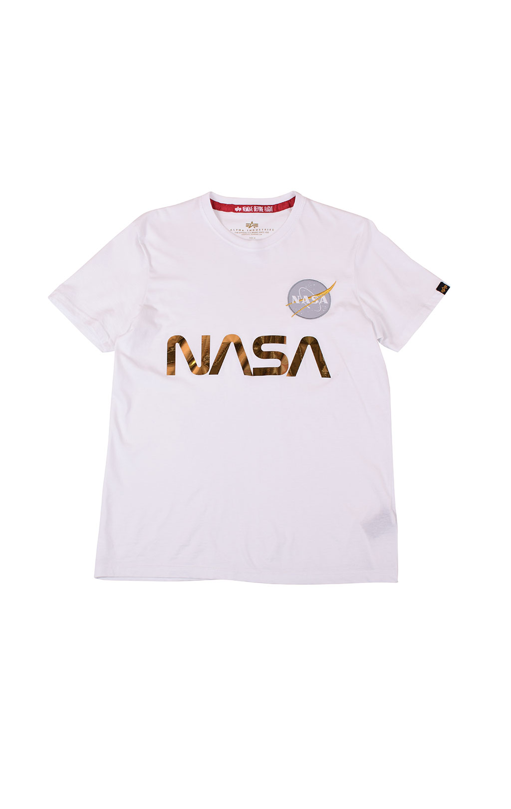 Футболка ALPHA INDUSTRIES NASA Reflective white/gold 