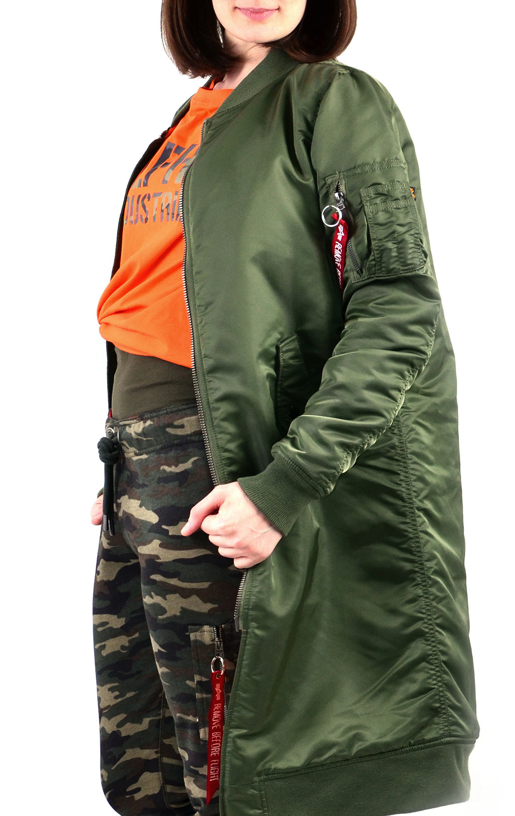 Женская куртка-бомбер лётная ALPHA INDUSTRIES COAT RIB MA-1 sage green 