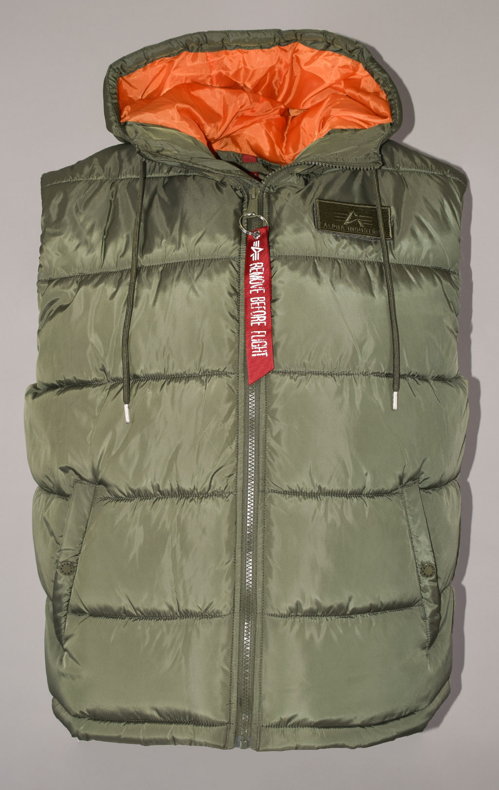 Жилет ALPHA INDUSTRIES HOODED PUFFER VEST FD sage green 