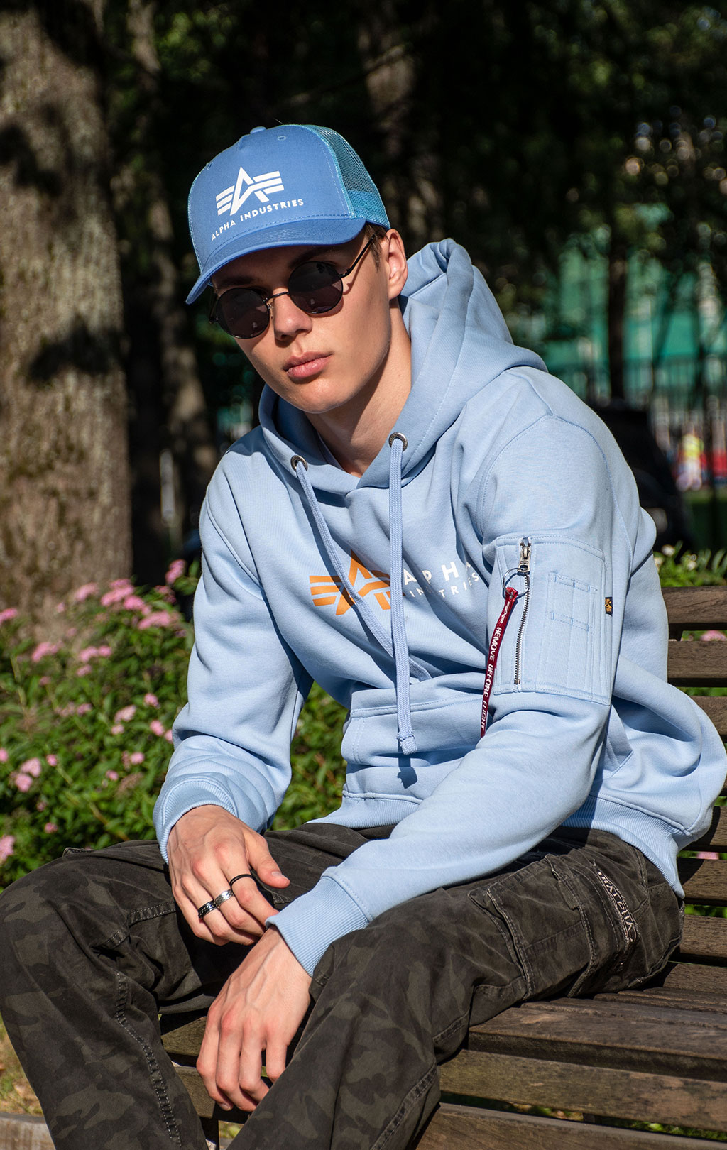 Толстовка ALPHA INDUSTRIES ALPHA LABEL HOODY light blue 