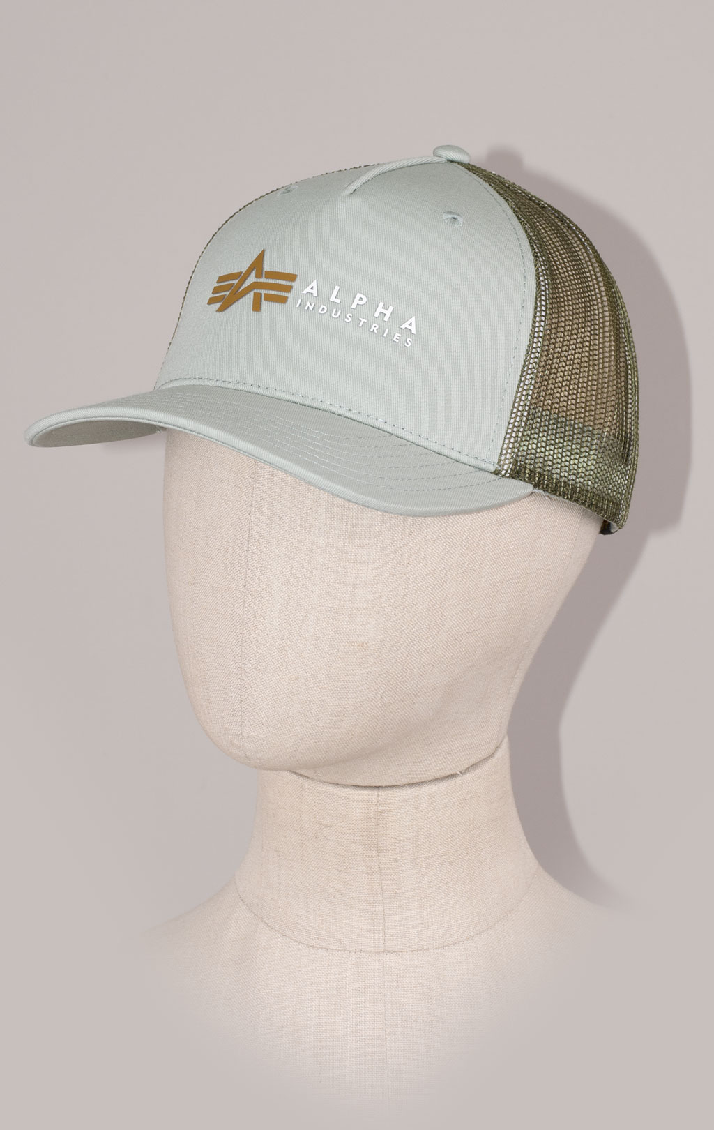 Бейсболка ALPHA INDUSTRIES ALPHA LABEL TRUCKER CAP dusty green 