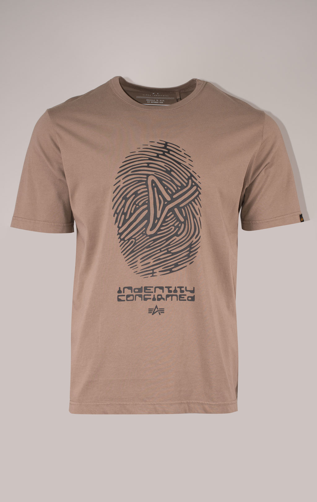 Футболка ALPHA INDUSTRIES ALPHA FINGERPRINT TEE плотная FW 24/25 coyote brown 