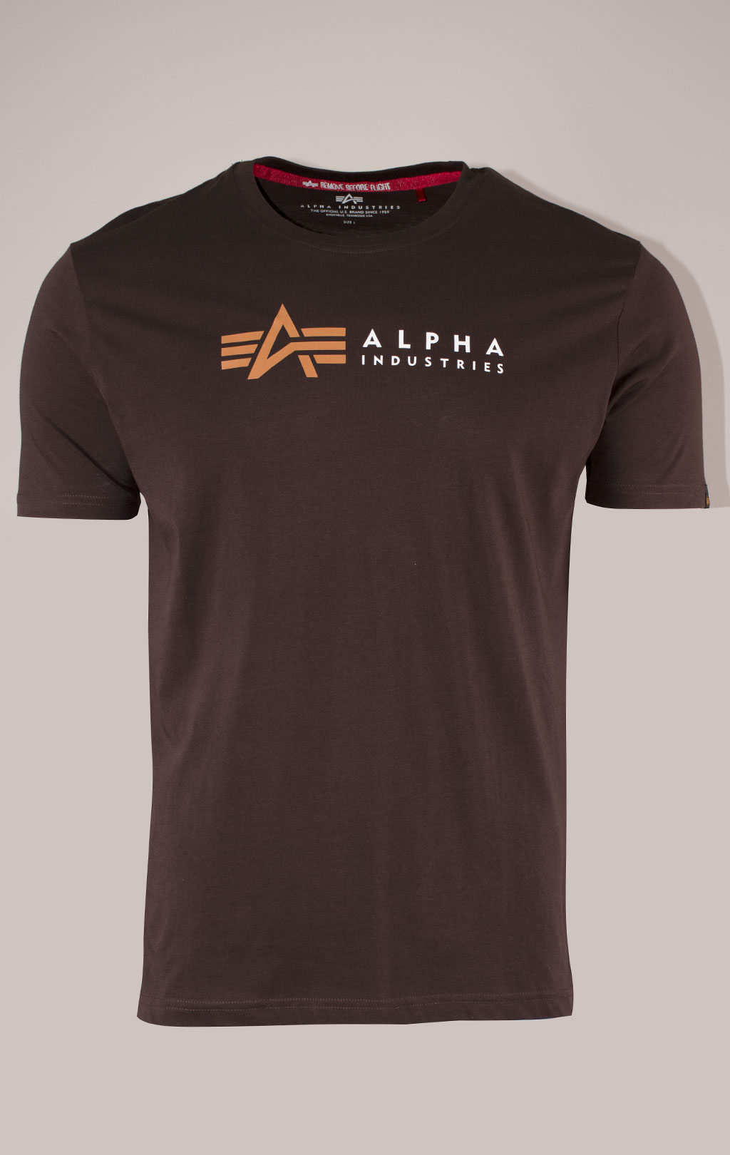 Футболка ALPHA INDUSTRIES ALPHA LABEL TEE hunter brown 