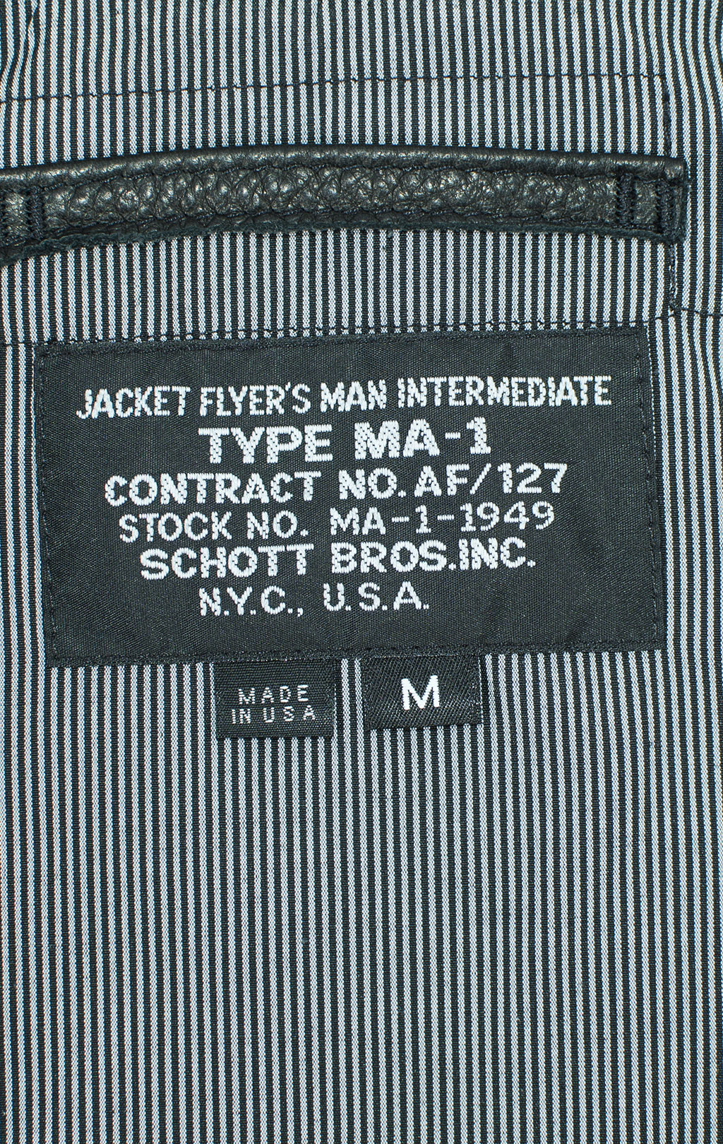 Куртка-бомбер SCHOTT NYC MA-1 BOMBER JCT Lightweight Natural Pebble Cowhide Leather 27 кожа black (227) 