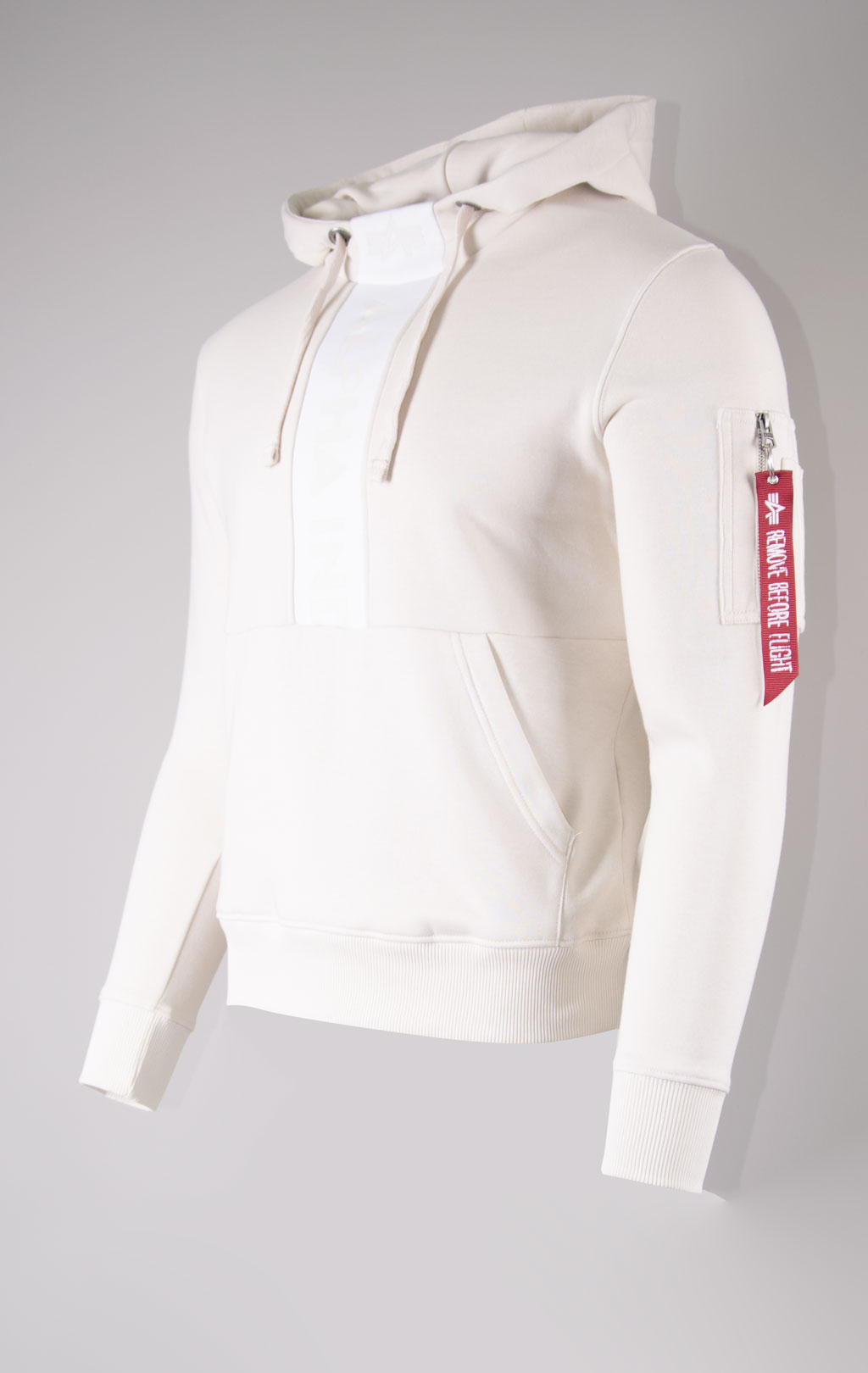 Толстовка ALPHA INDUSTRIES FRONT PRINT HOODY jet stream white 