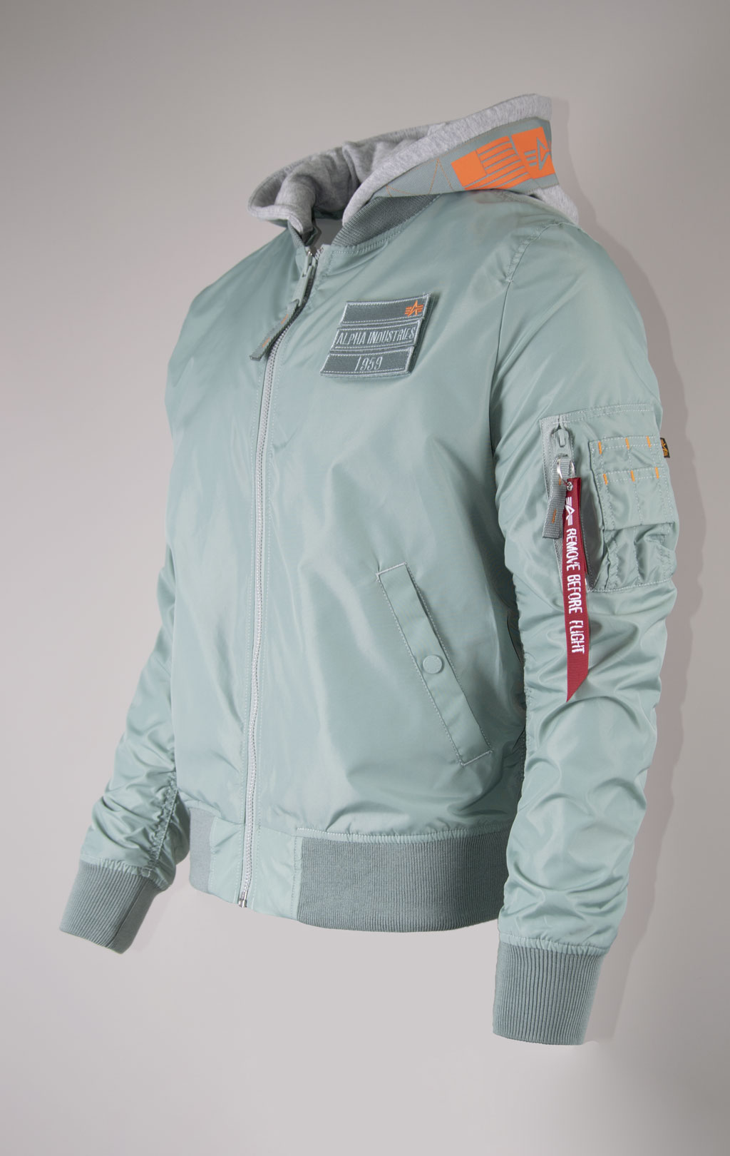 Ветровка-бомбер лётная ALPHA INDUSTRIES TT HOOD CUSTOM MA-1 dusty green 