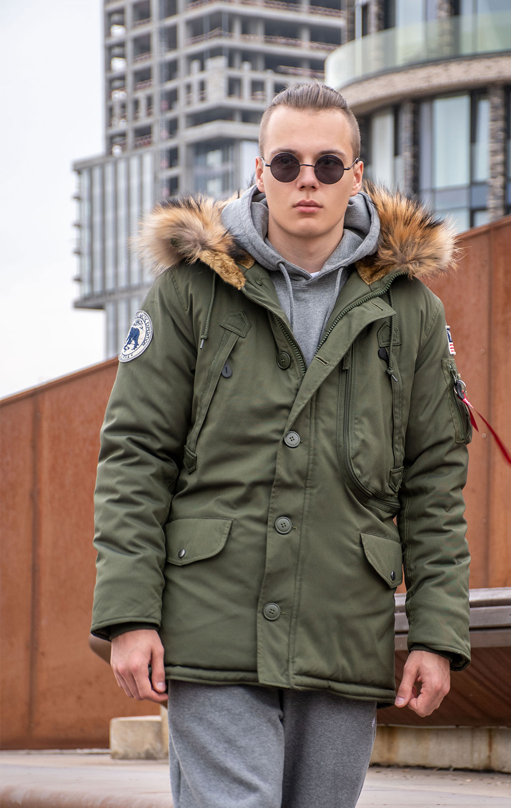 Аляска ALPHA INDUSTRIES POLAR натур. мех dark green 