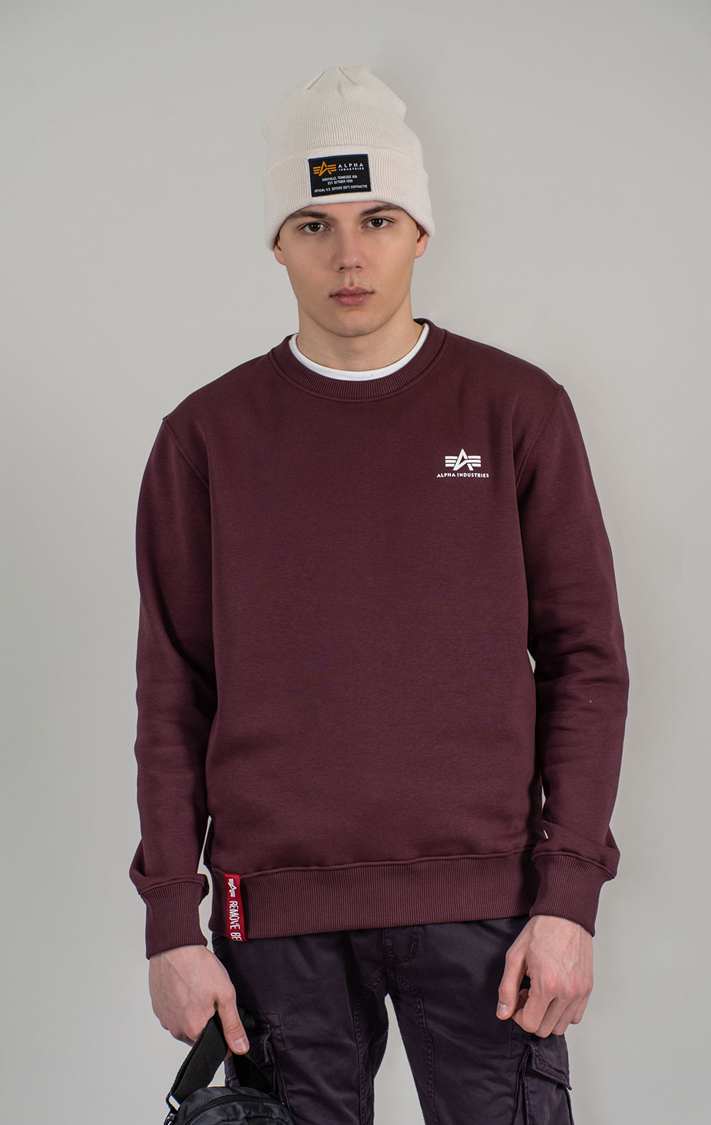 Свитшот ALPHA INDUSTRIES BASIC SWEATER SMALL LOGO deep maroon 