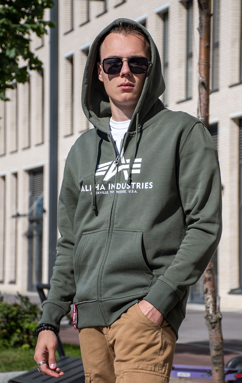 Толстовка ALPHA INDUSTRIES BASIC ZIP HOODY dark olive 