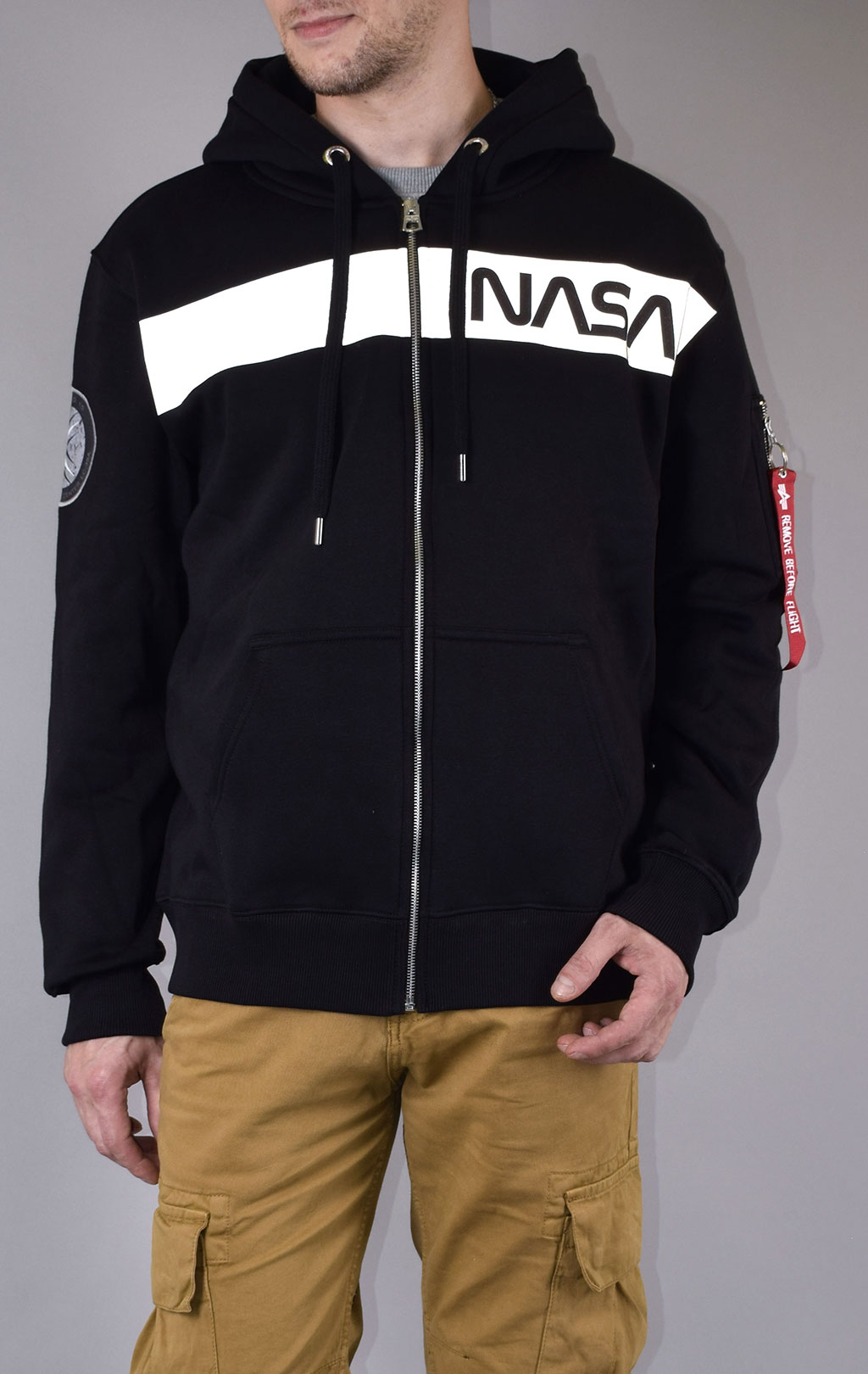 Толстовка ALPHA INDUSTRIES NASA RS ZIP HOODY black 