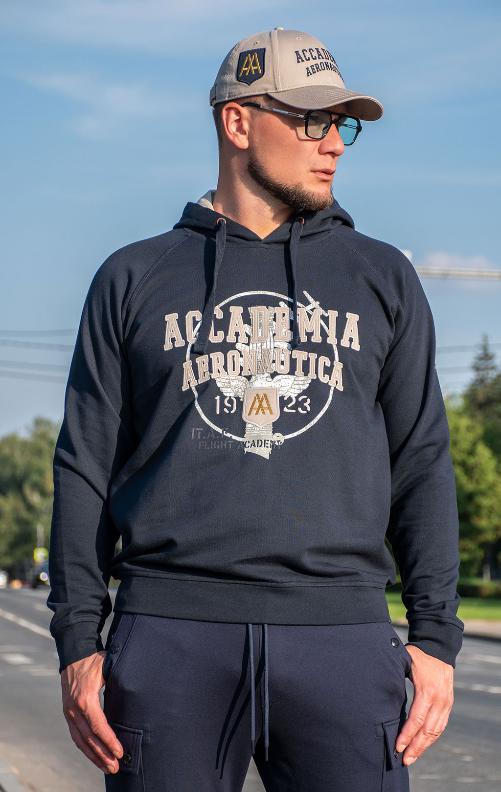 Толстовка с капюшоном AERONAUTICA MILITARE FW 24/25/TR dark blue (FE 1928) 