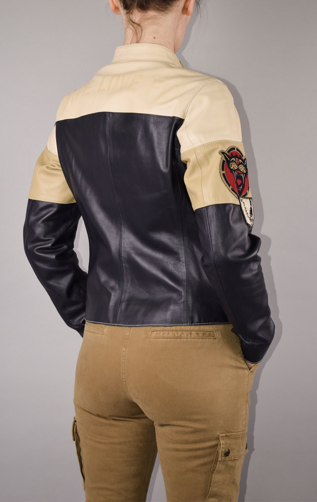 Женская куртка AERONAUTICA MILITARE кожа SS 22 m/IN beige/beige medio/blue navy (PN 6019) 