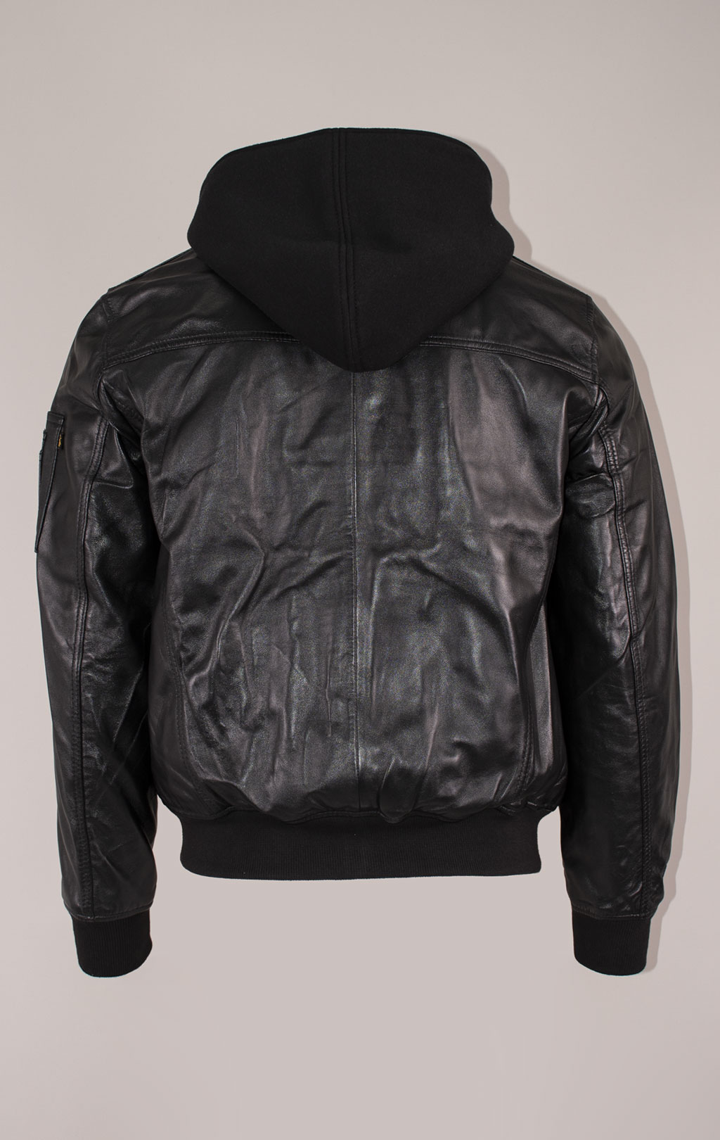 Куртка-бомбер лётная ALPHA INDUSTRIES D-Tec leather LW MA-1 кожа black/black 