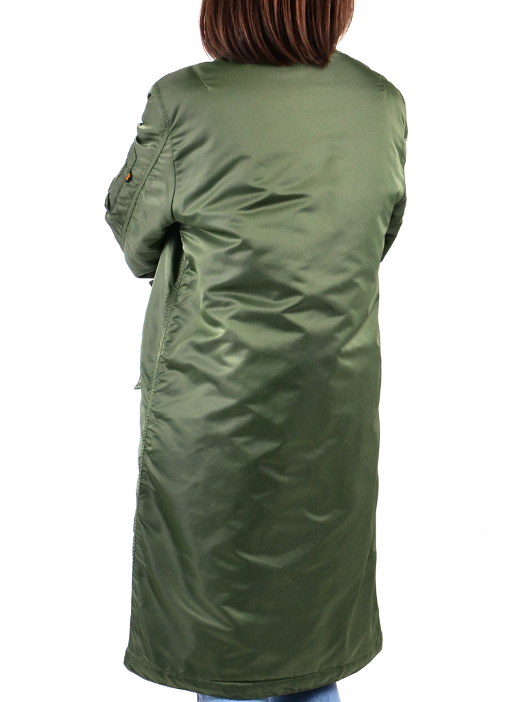 Женская куртка-бомбер удлинённая ALPHA INDUSTRIES MA-1 COAT sage green 