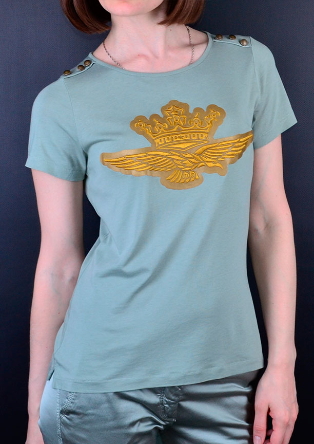 женская футболка Aeronautica Militare с аппликацией, футболка женская цвета морсой волны