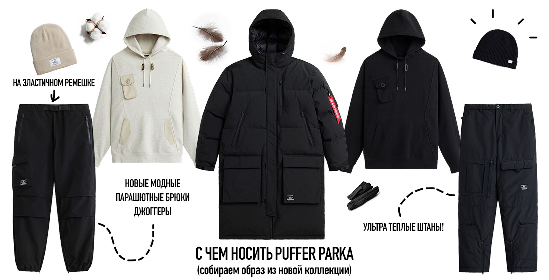 С чем носить новую куртку LONG PUFFER PARKA Alpha Industries black фото 1