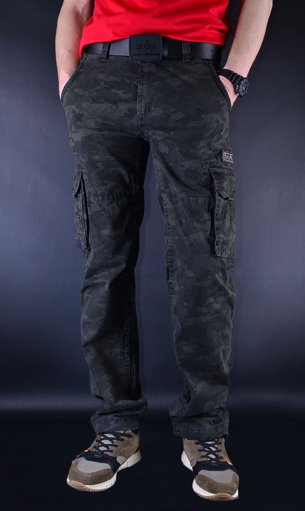 брюки карго камуфляжные альфа индастриз, штаны темный камуфляж альфа индастриз