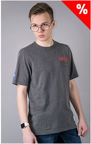 Футболка ALPHA INDUSTRIES NASA WORM LOGO TEE плотная SS 23 dark charcoal heather