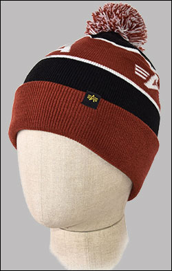 Шапка ALPHA INDUSTRIES BLOCK BOBBLE BEANIE black/red