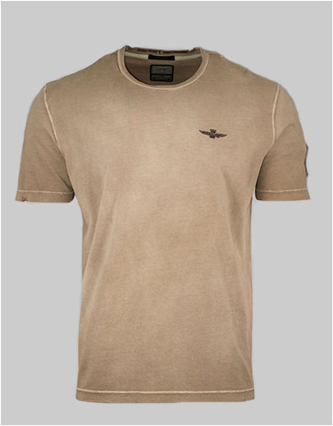 Футболка AERONAUTICA MILITARE vintage aircraft mechanic SS 24/IN peanut brown washed (TS 2227)