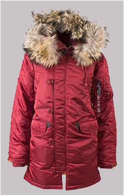 Женская аляска ALPHA INDUSTRIES CLASSIC N-3B original fit натур. мех FW 21 m commander red