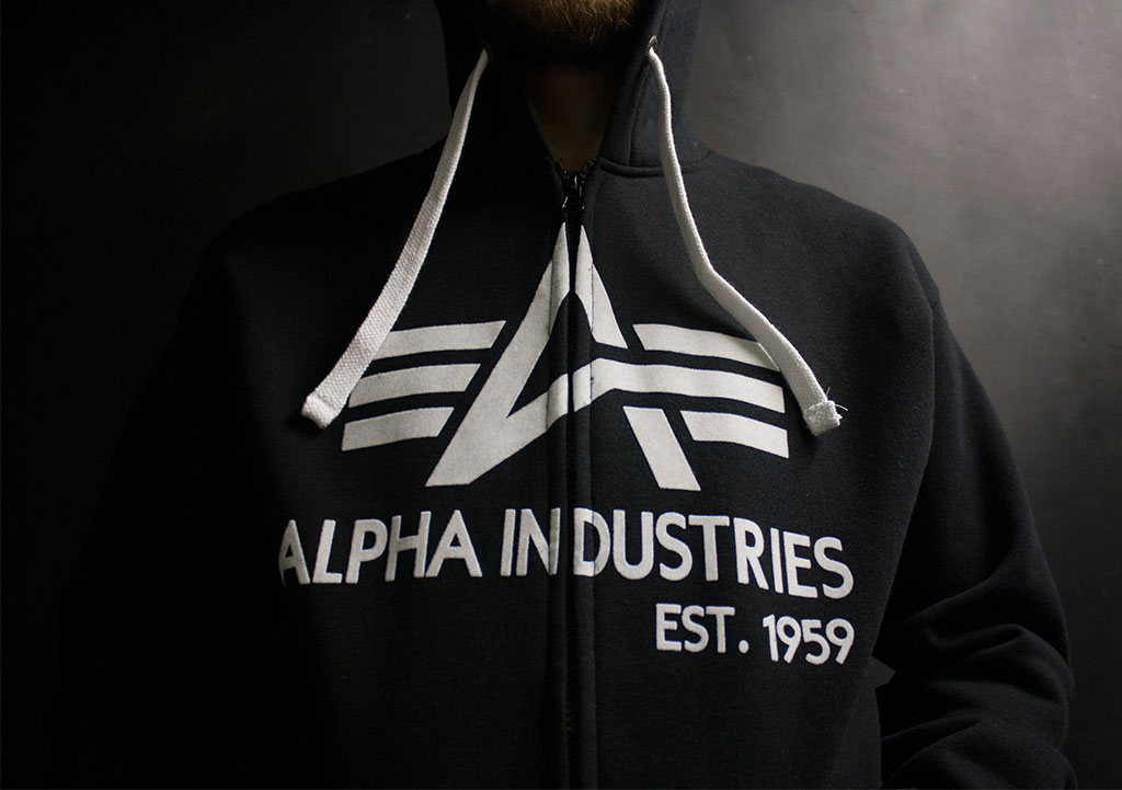 фирменная толстовка Alpha Industries, черная мужская толстовка с логотипом