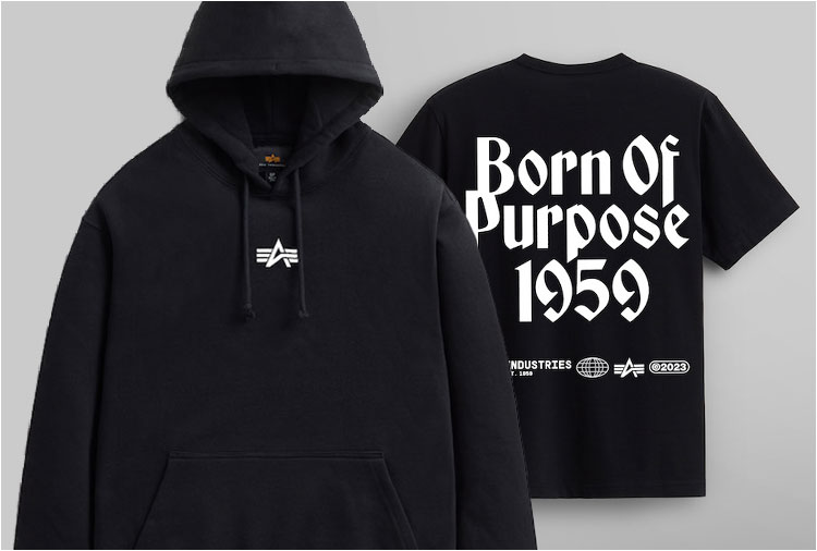 Толстовка ALPHA INDUSTRIES BORN OF PURPOSE HOODIE FW 24/25 black