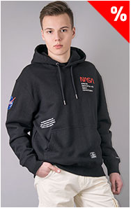 Толстовка ALPHA INDUSTRIES NASA WORM LOGO HOODIE SS 23 black