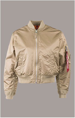 Женская ветровка-бомбер ALPHA INDUSTRIES CROPPED FLIGHT JACKET L-2B SS 22 m vintage khaki