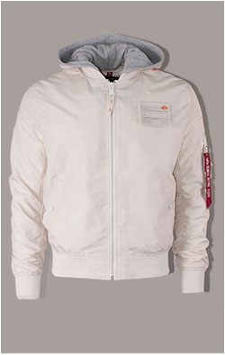 Ветровка-бомбер лётная ALPHA INDUSTRIES TT HOOD CUSTOM MA-1 jet stream white